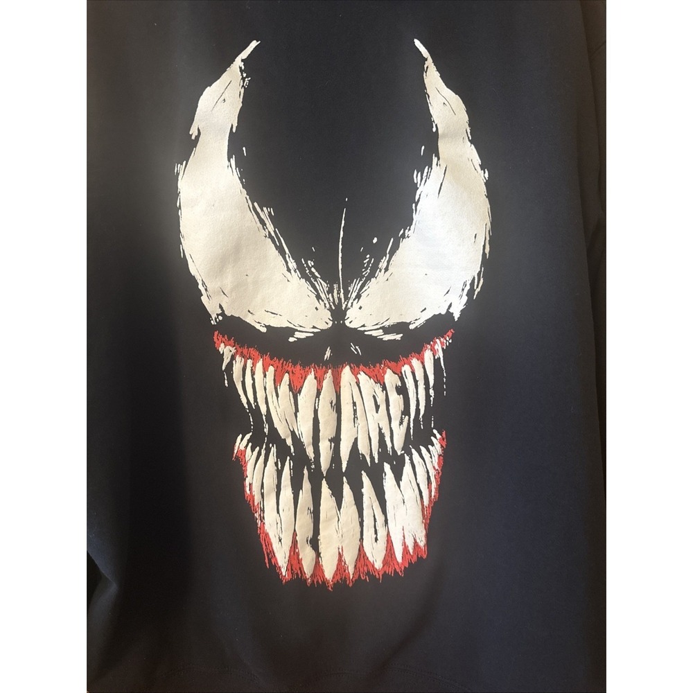 Marvel Venom XL Black Graphic Pullover Hoodie FC Mask Face Comic Sweatshirt - Picture 7 of 8